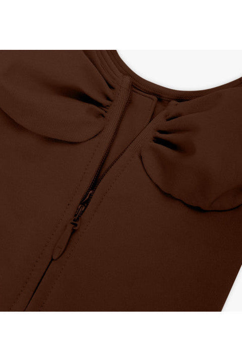 V-neck strap detail close-up